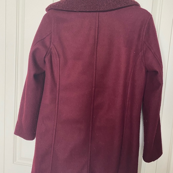 Burgundy mid length stretch fleece moto jacket - Picture 6 of 6